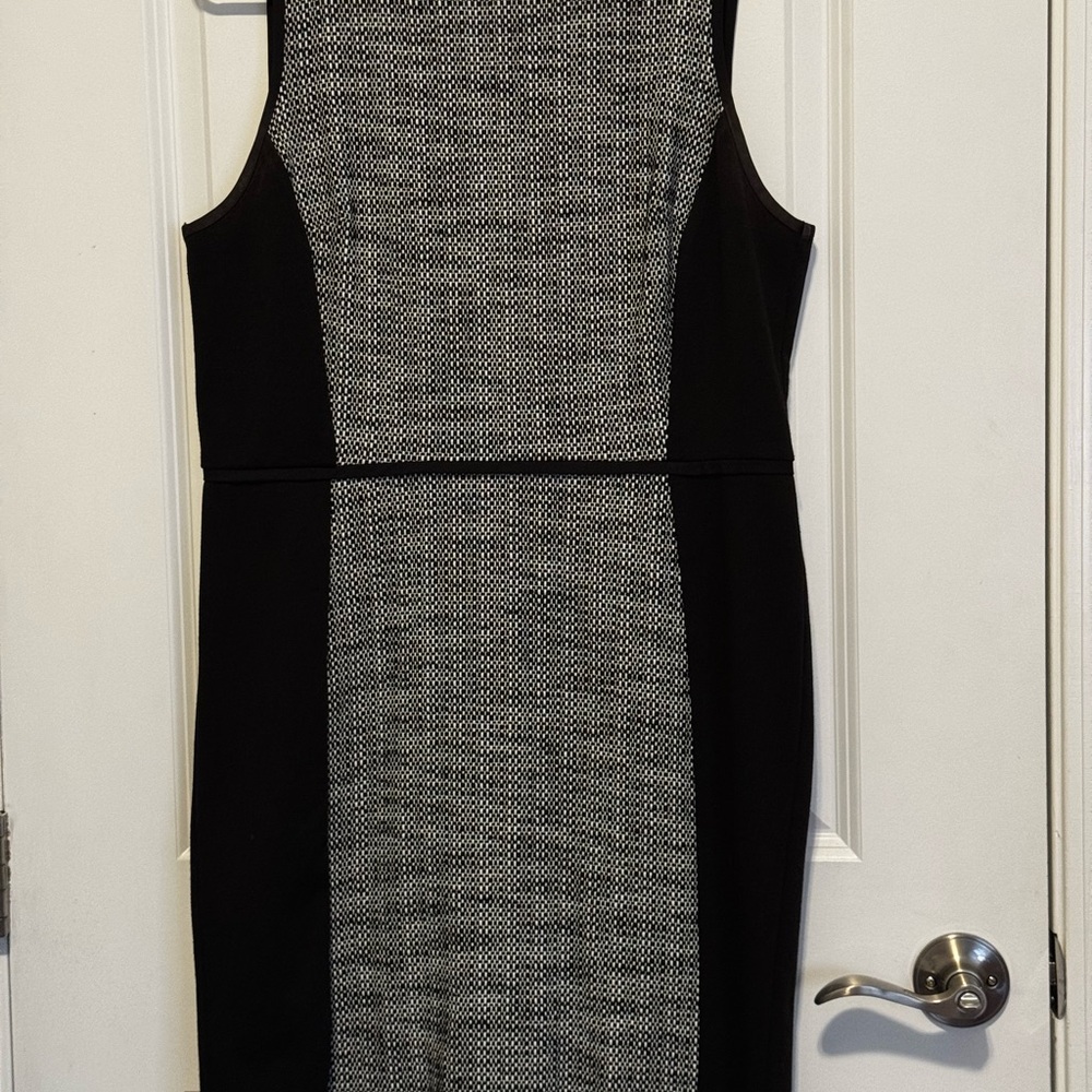 LOFT Black and Gray Midi Dress